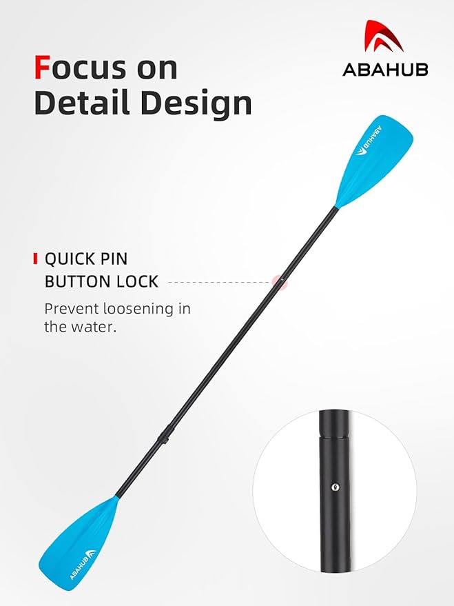 Abahub SUP Paddle - 3 Piece Adjustable Paddles - Lightweight Stand-up Paddle Oars for Paddleboard, Adjustable Aluminum Alloy Shaft 68" - 84", Black/Blue/Green/Orange/Red/Yellow Plastic Nylon Blade