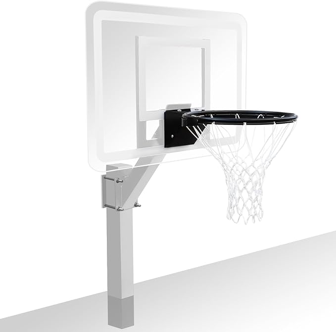 PROGOAL Aluminum Shot and Dunk Poolside Basketball Hoop - In Ground Removable Rust-Resistant Adjustable Height Pool Basketball Game System with Clear Backboard 1/2 Springs Rim and Three Balls