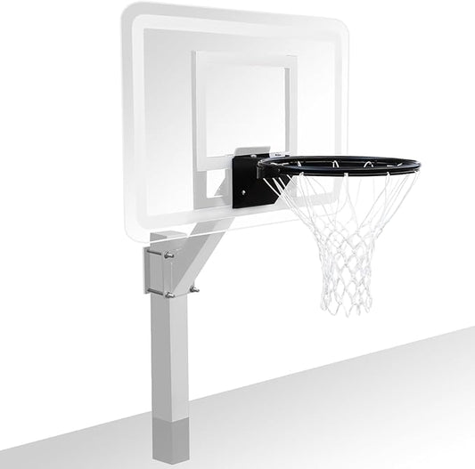 PROGOAL Aluminum Shot and Dunk Poolside Basketball Hoop - In Ground Removable Rust-Resistant Adjustable Height Pool Basketball Game System with Clear Backboard 1/2 Springs Rim and Three Balls