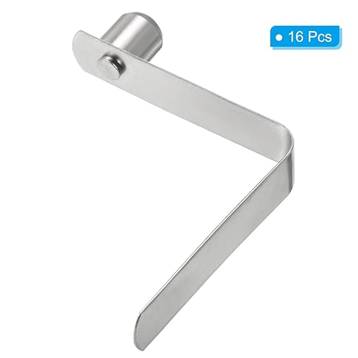 PATIKIL 11x9mm Kayak Paddle Snaps, 16 Pack Tent Pole Clips Steel V Shaped Single Pin Push Button Spring Clips Lock Tube Pole Clips for Camping Awning