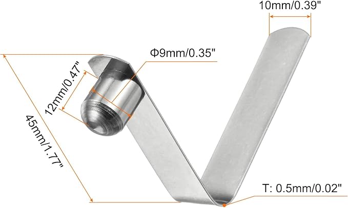 HARFINGTON 16pcs Single Button Kayak Paddle Snap Spring Clip 9x12x45mm 65Mn Spring Steel V-Shaped Solid Lift Telescopic Locking Tube Pole Clips for Tent Umbrella Camping