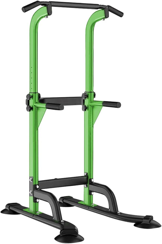 Dland Power Tower Pull Up Bar Dip Station and Height Adjustable Dip Bar Stand, Multi-Function Home Gym Exercise Equipment Strength Training Fitness Workout Station