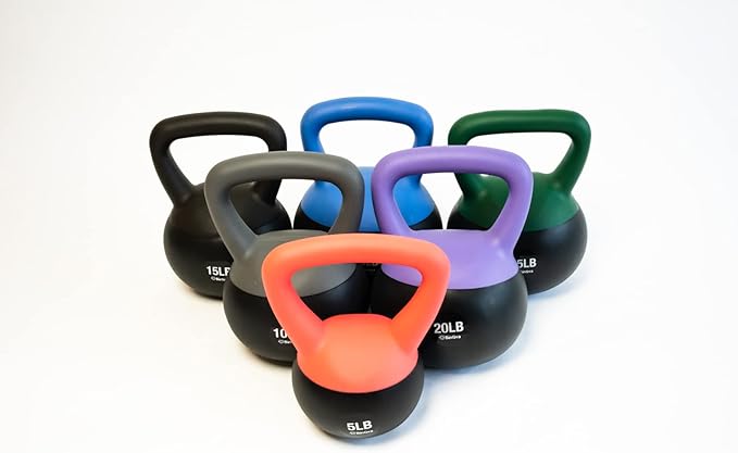 bintiva Soft Kettlebells - Sea and Iron Sand Filled Weights for Women and Men - Color Coded Kettle Bell Sets