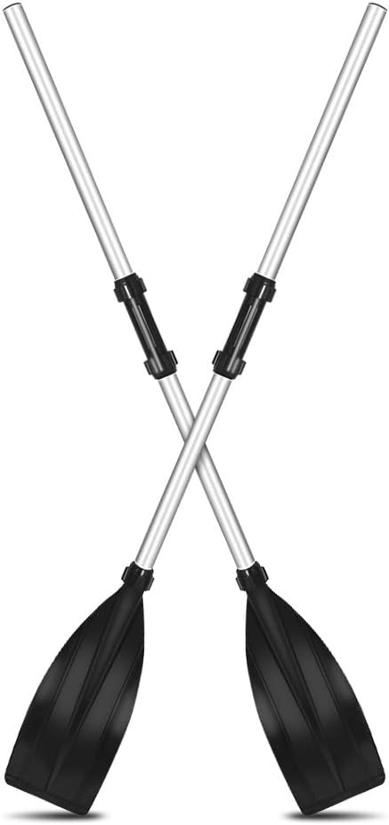 Zerone 2pcs Oars for Row Boat Aluminium Alloy Boat Oars with Oar Locks Detachable Kayak Paddles Lightweight Ribbed Blade Kayak Paddles Boat Oars