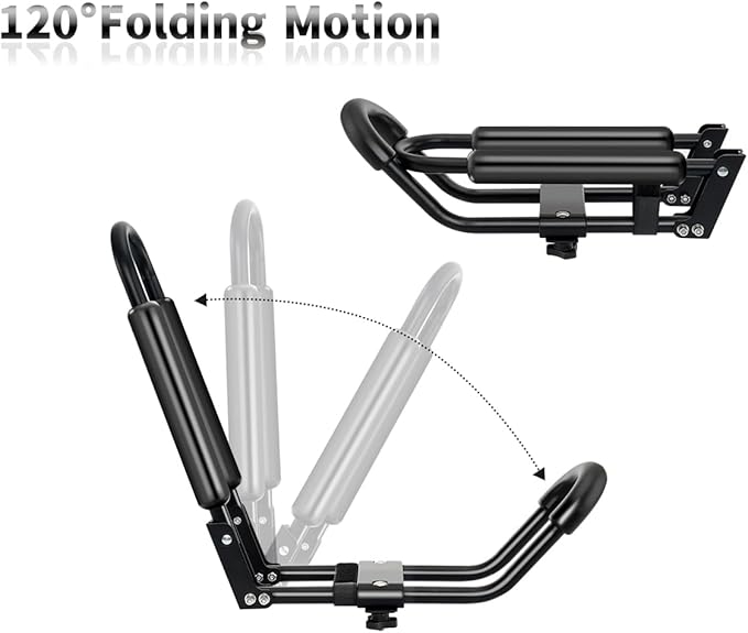 DRSPORTS 2 Pairs Heavy Duty Universal J-Bar Kayak Rack Roof Top Carrier for Kayak Canoe Paddle Boat Mounted on Car SUV, Car and Truck Crossbar with 4 pcs Tie Down Straps