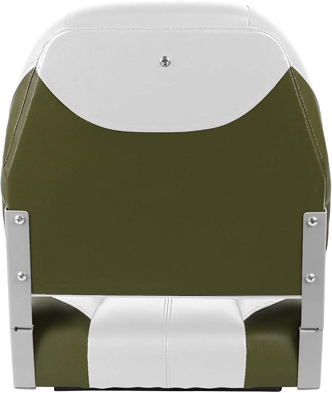 Two Tone Low Back Folding Boat Seat,White/Green/Grey