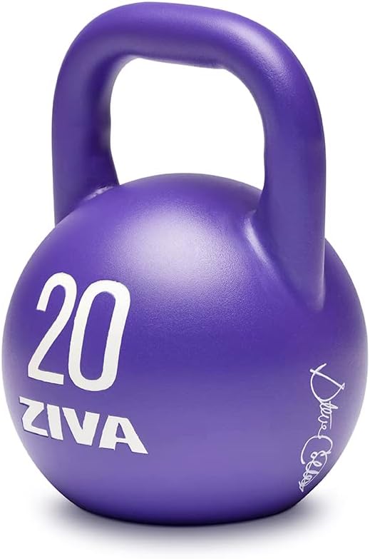 ZIVA Steve Cotter Signature Steel Competition Kettlebells - Hard-Wearing Crack-Resistant Powder Surface Coating, 34mm Steel Handle with Non-Slip Super Textured Powder Coating Grip - Avail 6kg - 32kg