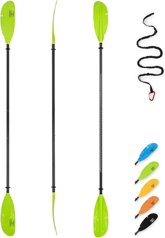 OCEANBROAD Adjustable Carbon Fishing Kayak Paddle - 94in/240cm-98in/250cm-102in/260cm Carbon Fiber Shaft with Paddle Leash