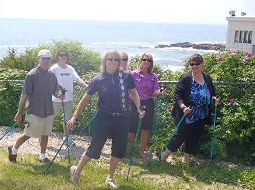 Official Nordic Walking Poles - True Classic Nordic Glove Grips, Lightweight, Adjustable, and Collapsible -2 Pieces w/flip Locks, Detachable Feet and Travel Bag by York Nordic - Heights 5'4"-6'2"