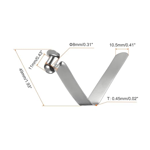 HARFINGTON 30pcs Single Button Kayak Paddle Snap Spring Clip 8x11x49mm 65Mn Spring Steel V-Shaped Hollow Lift Telescopic Locking Tube Pole Clips for Tent Umbrella Camping