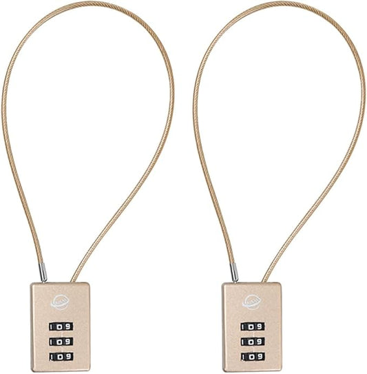 3 Digit Cable Combination Lock 12 inches Cable for School Gym Locker,Filing Cabinets,Helmet,Toolbox,Luggage Suitcase,knapsack,Gold 2Pack