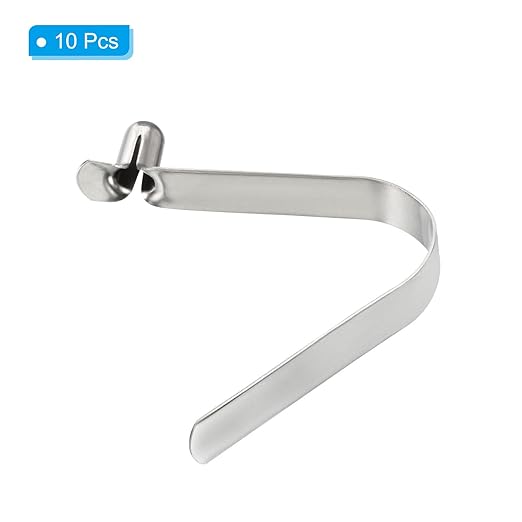 PATIKIL 10x6mm Kayak Paddle Snaps, 10 Pack Tent Pole Clips Steel V Shaped Single Pin Push Button Spring Clips Lock Tube Pole Clips for Camping Awning