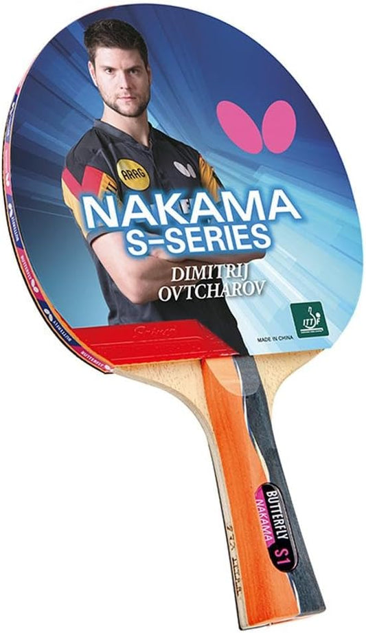 Butterfly Nakama Shakehand Ping Pong Paddle - Recommended for Beginner & Intermediate Level Players - Includes Two Free 40+ Balls - International Table Tennis Federation Approved