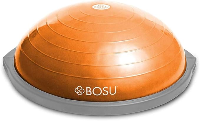 Bosu Balance Ball Exercise Trainer, Home Gym Equipment w/ Guided Workouts & Pump, 26", Blue - Inflatable Fitness Platform for Strength Training, Standing, Balancing, and Core Workout