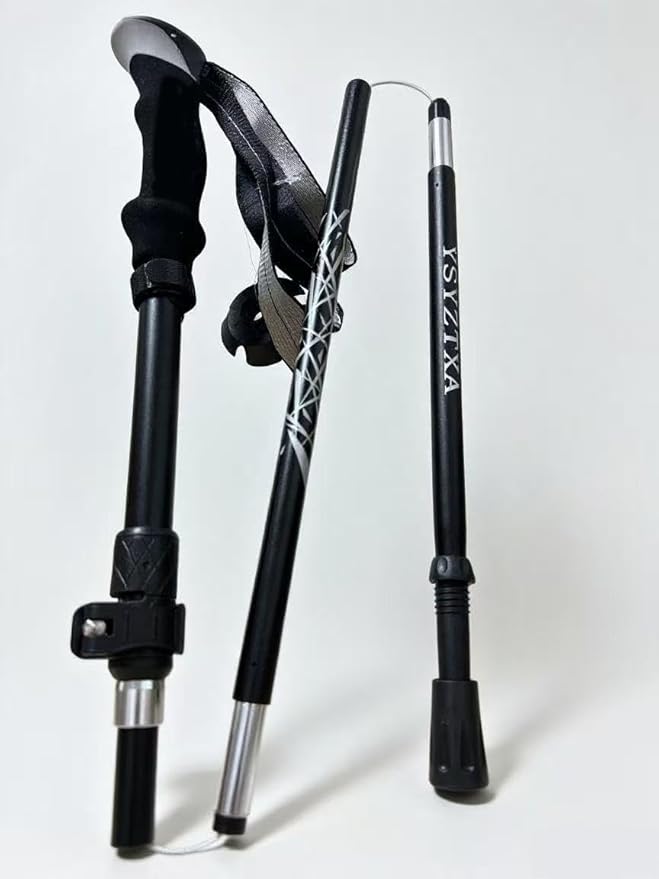 Lightweight Aluminum Collapsible Trekking Pole, Adjustable 7075 Walking Stick for Hiking, Travel & Outdoor Adventures, Quick-Lock Foldable Design for Men and Women
