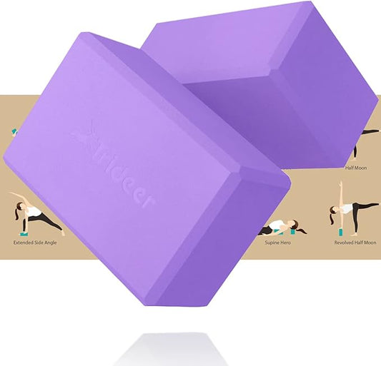 Trideer 9"x6"x3" Yoga Blocks, High Density EVA Foam Blocks 2 Pack, Supportive, Lightweight & Odor Resistant, Yoga Essentials and Accessories for Yogi & Yogini