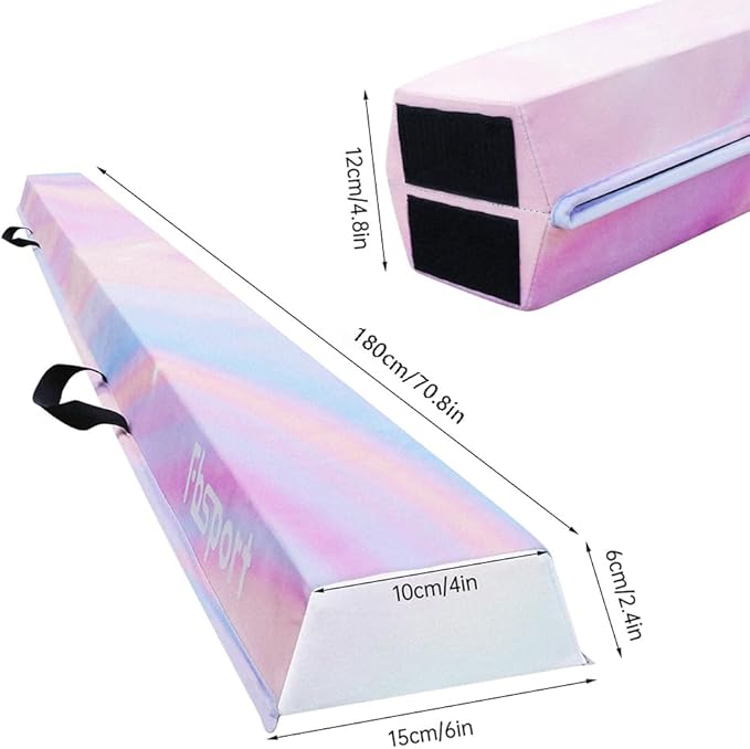 FBSPORT 8ft/6ft Balance Beam: Folding Floor Gymnastics Equipment for Kids Adults,Non Slip Rubber Base, Gymnastics Beam for Training, Practice, Physical Therapy and Professional Home Training