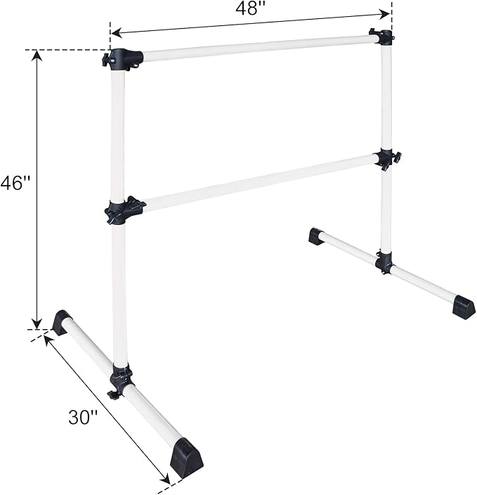 4FT/6FT Freestanding Ballet Barre Wood/Steel Height Adjustable from 7 to 46 inch Ballet Bar Portable Double Dance Bar for Home Workout and Stretch