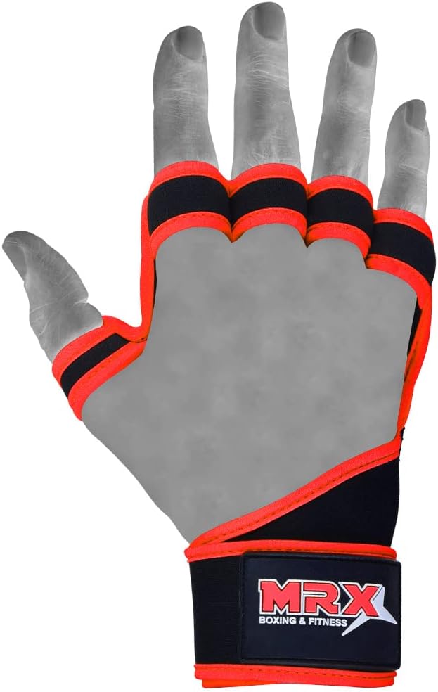MRX BOXING & FITNESS Workout Gloves for Men and Women Ventilated Weight Lifting Gloves with Wrist Wraps Sticky Palm Protection with Extra Grip Gym Gloves for Exercise Pull Ups, Cross Training