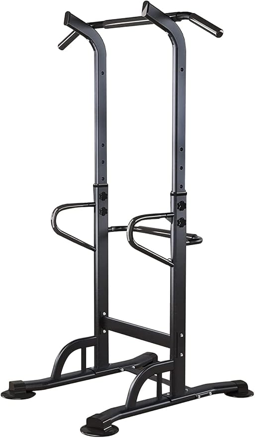 DlandHome Upgrade Multi-Function Power Tower Adjustable Height Pull Up and Dip Station Strength Training Fitness Workout Station, PSBB002-P