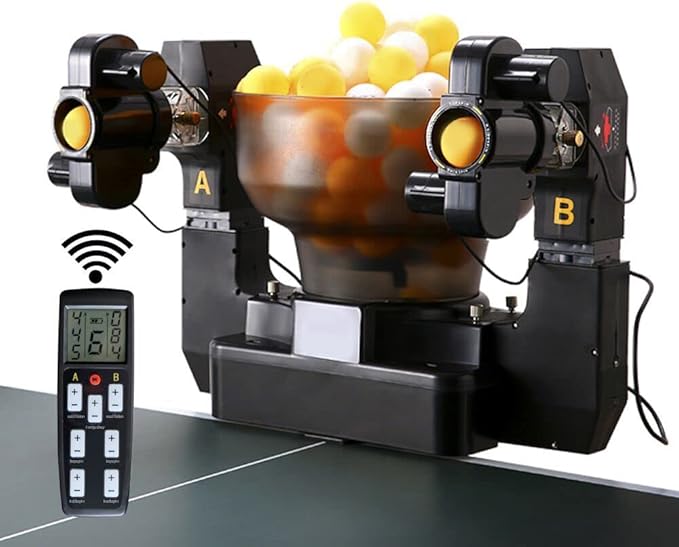 ZXMT Table Tennis Robots for Training, Table Tennis Machine, Advanced Pingpong Machine Automatic Tennis Balls Launcher with Customize Spin, Frequency, Ball Speed, Rotation Intensity, Landing, Height