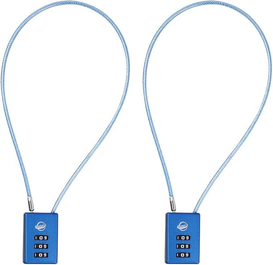 3 Digit Cable Combination Lock 16 inches Cable for School Gym Locker,Filing Cabinets,Helmet,Toolbox,Luggage Suitcase,knapsack,Blue 2Pack