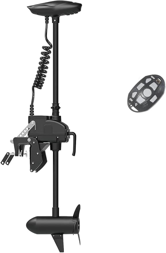 Zichen Haswing Black 12V 55LBS 39inch Transom Trolling Motor with Wireless Remote for Inflatable Pontoon Boat, Dinghy Kayak Fishing, One Person Boat Fishing in Saltwater and Freshwater