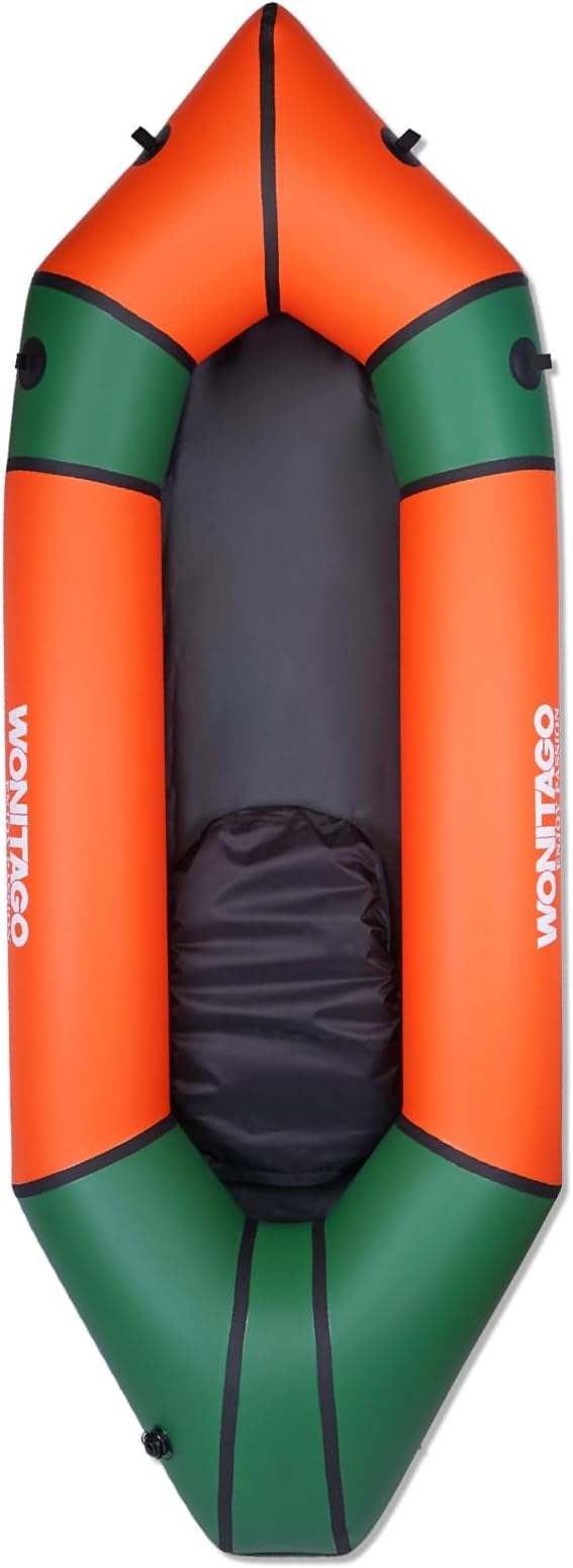 Packraft TPU Inflatable Travel Kayak with Soft Seat Lightweight Packrafts for Flat Water Rafting/Bicycle Drifting/Litewater Dinghy, 1 Person