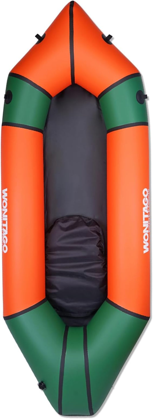 Packraft TPU Inflatable Travel Kayak with Soft Seat Lightweight Packrafts for Flat Water Rafting/Bicycle Drifting/Litewater Dinghy, 1 Person