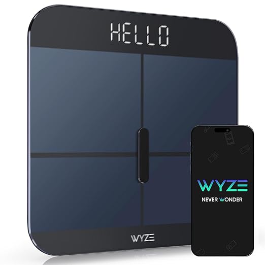 Wyze Smart Scale X - Digital Bathroom Scale for Body Weight, BMI, Body Fat, Muscle Mass, Heart Rate Monitor | Sync with Health Apps | Body Composition Analyzer for People, Baby & Pet, 400 lbs (Black)