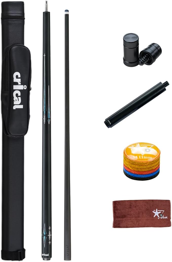 CRICAL Carbon Fiber Pool Cue Stick 58" Billiard Cue Sticks Professional Low Deflection Pool Sticks with 3/8 * 8 Pin Joint and 12.5mm Tip