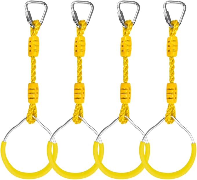 Ninja Ring Fitness Gymnastic Ring Climbing Bar Workout Outdoor Backyard Playground Training Equipment Play Set, Jungle Gym Fist Hanging Swing Monkey Bars Ninja Warrior Obstacle Course Trapeze Playsets