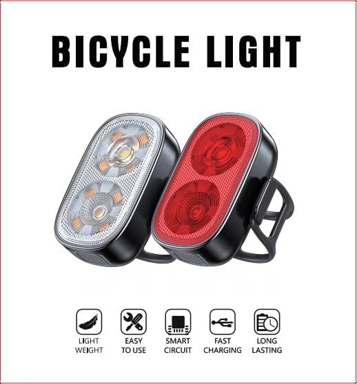 Bike Lights, Ultra-Slim USB-C Rechargeable Bike Lights Front and Back, [5+6 Lighting Modes] & IP65 Waterproof, Super Bright Bicycle Light Set for Road Mountain Night Riding