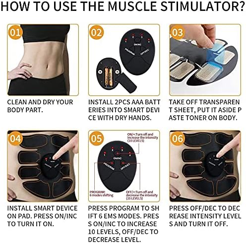 ABS Muscle Stimulator, Abdominal Muscle Toner ABS Training Workout Belt Body Toing Gear Waist Trimmer Fitness Equipent Home Office Exercise for Abdomen/Arm/Leg