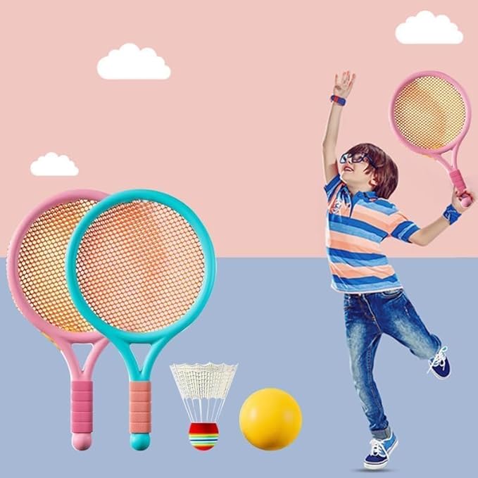 Racket Tennis for Children Outdoor Sports Badminton Racket Kindergarten Toy Set for 3-12years Old Badminton Sets for Backyards Baby Tennis Racket Parent Child Outdoor Game Toys Portable Badminton Set
