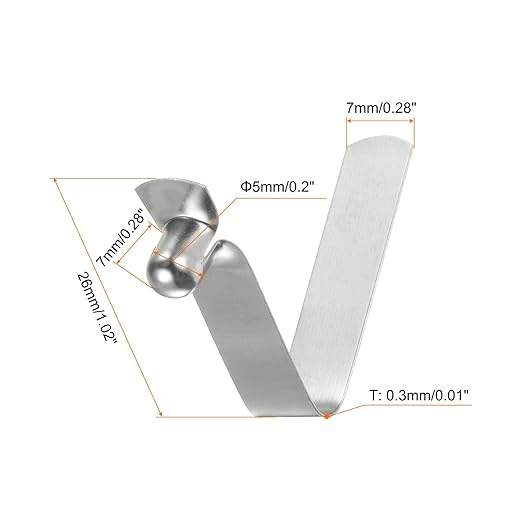 HARFINGTON 30pcs Single Button Kayak Paddle Snap Spring Clip 5x7x26mm 65Mn Spring Steel V-Shaped Hollow Lift Telescopic Locking Tube Pole Clips for Tent Umbrella Camping