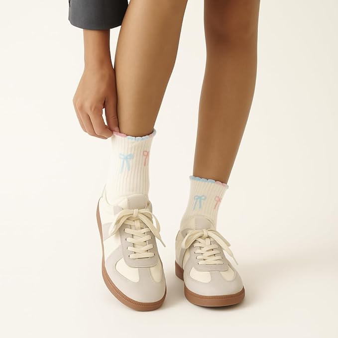 Crew Half Calf Grip Socks, Cutest Fruits Pilates Socks, Ruffle socks, Non-Slip, Barre Yoga Fitness