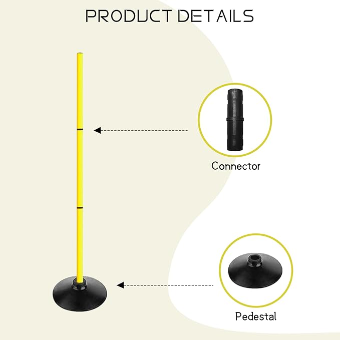 TNZMART 3.9FT Detachable Speed Agility Poles Agility Training Poles Set Adjustiable Height Soccer Poles with Rubber Base