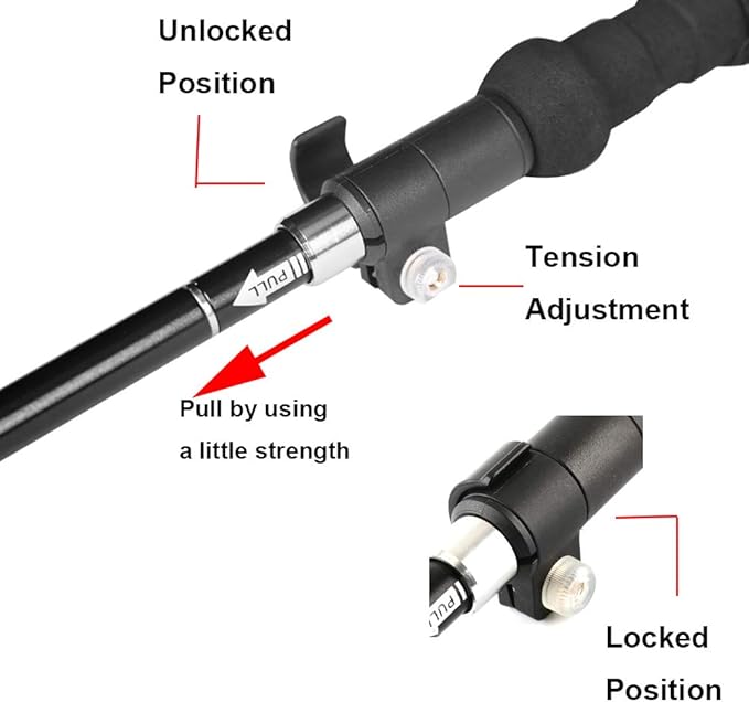 Aluminum Collapsible Ultralight Travel Trekking Hiking Pole for Men and Women