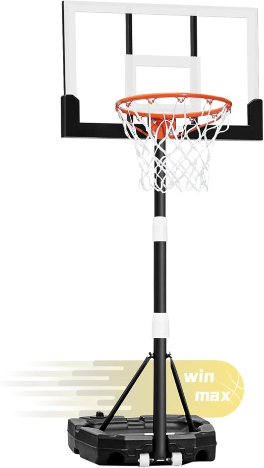 WIN.MAX Basketball Hoop Outdoor with Shatterproof Backboard and Larger Base, Portable Basketball Hoop Goal System Youth/Adults in Backyard/Driveway/Poolside