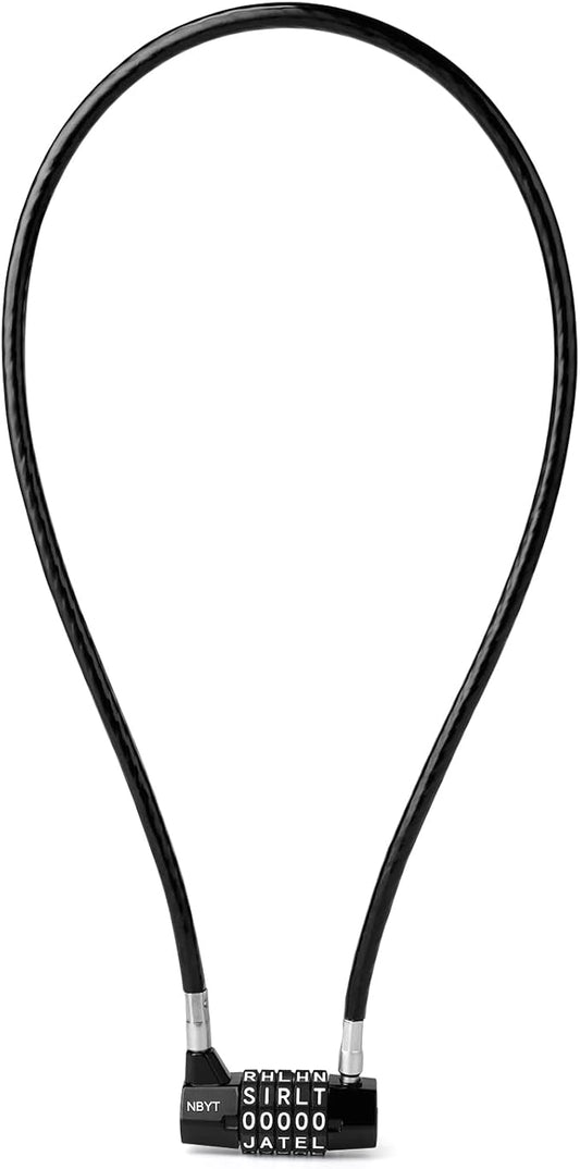 5-Word Resettable Combination Lock, Letter Lock- Home Security Padlock with 8mm Anti-Theft Cable for Garden Gates, Glass Doors, Pool, Refrigerator,Bikes, Gates, Storage (30''(Locking Span 14''))