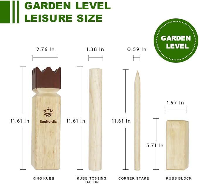 Kubb Yard Game Set, Garden Rubber Wood Outdoor Tossing Game with Canvas Carry Bag, Giant Viking Outdoor Chess Game for Kids, Adults & Backyard Lawn