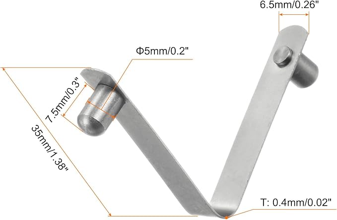 HARFINGTON 16pcs Double Button Kayak Paddle Snap Spring Clip 5x7.5x35mm 65Mn Spring Steel V-Shaped Solid Lift Telescopic Locking Tube Pole Clips for Tent Umbrella Camping