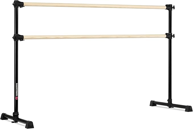 VITA Barre Portable Freestanding Double Ballet Barre, Prodigy, Wood | Adjustable Height, USA Made, Home or Gym Exercise Equipment for Kids & Adults | Dance, Fitness, Pilates