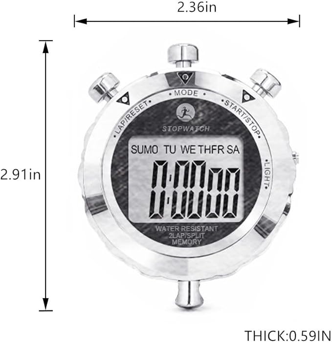 Stopwatch, Metal Stop Watch for Sports 10/100/400 Laps, Stopwatches Timer for Coach Sports Running with 0.01second & 0.001second Timing, Conutdown, Alarm