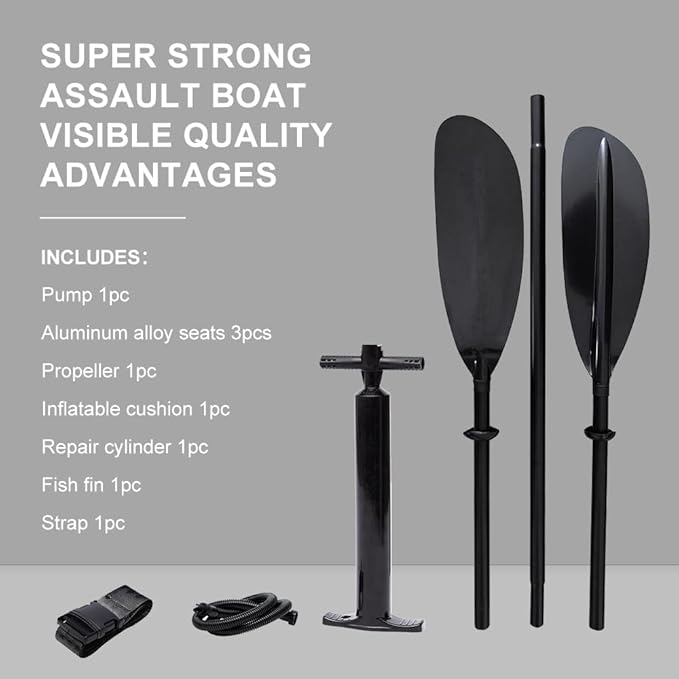 2 Person Inflatable Kayak Fishing PVC Kayak The Dimension 130'' *43'*11.8'' Inflatable Kayak Rescue Rubber Rowing Kayak with Pump Aluminum Alloy Seat Paddle Inflatable Mat, Repair Kit, Fin