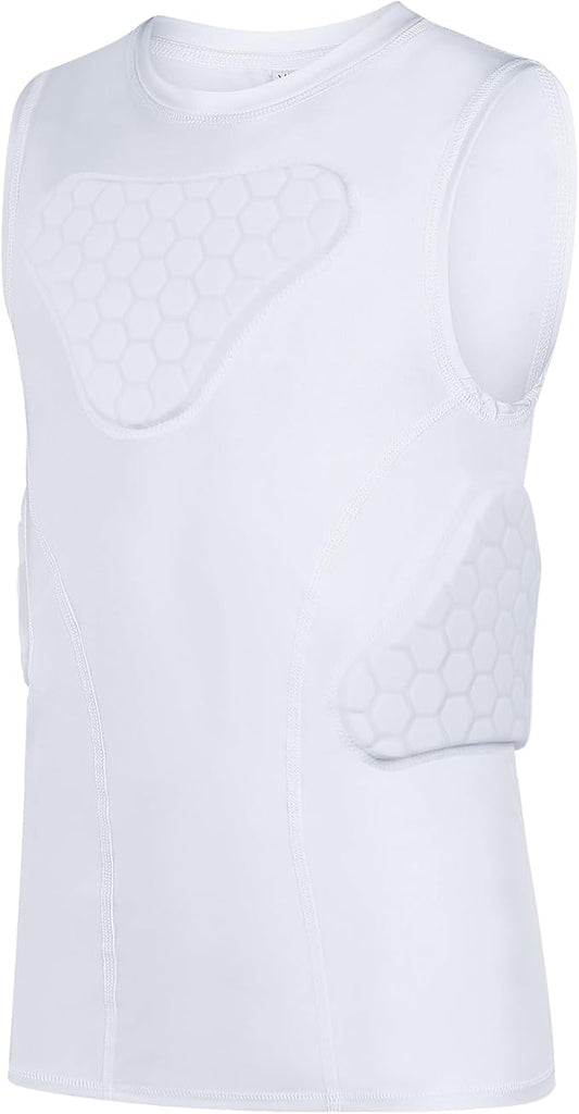 Youth Padded Compression Shirt Rib Protector for Football Protective Gear Baseball Padded Shirt Kid Child Boys