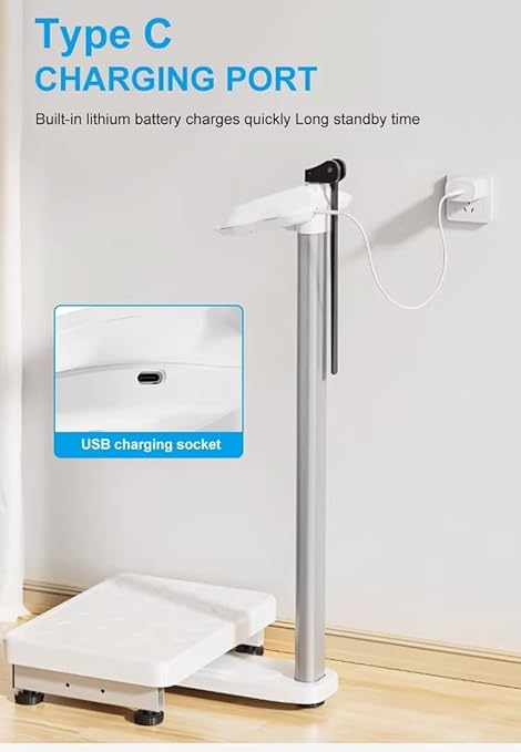 Helsevesen Digital Scale with Height Measurement Rod, Medical Body Weight Scale，Economy Physician Scale，Weight Capacity 440 lbs / 27.6”-78”