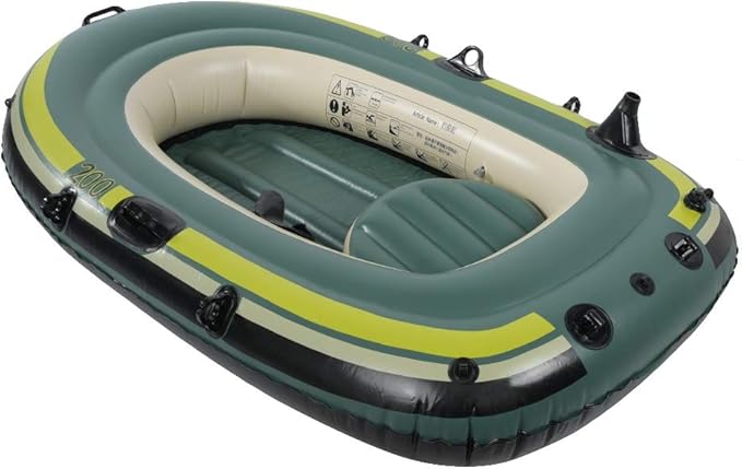 Gazaar 2 Person Inflatable Boat Inflatable Boats for Adults Heavy Duty Green PVC Inflatable Two Person Rowing Boat Fishing Drifting Diving Tool, Inflatable Kayak Canoe, Rowing Air Boat