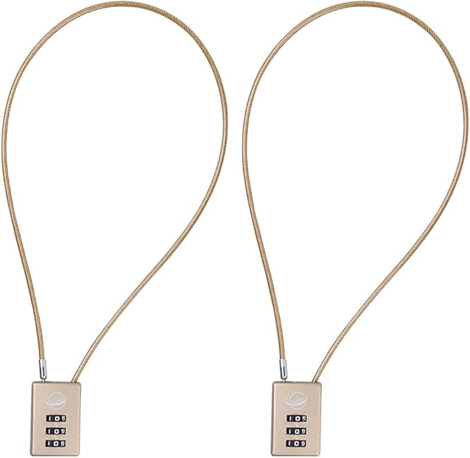 3 Digit Cable Combination Lock 20 inches Cable for School Gym Locker,Filing Cabinets,Helmet,Toolbox,Luggage Suitcase,knapsack,Gold 2Pack